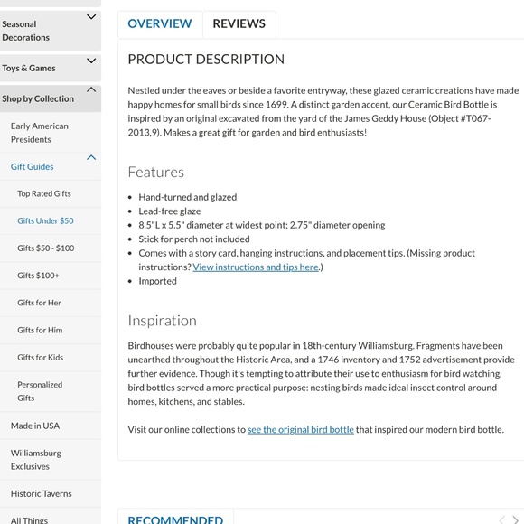 Williamsburg Bird Bottle, NEW - Picture 7 of 7